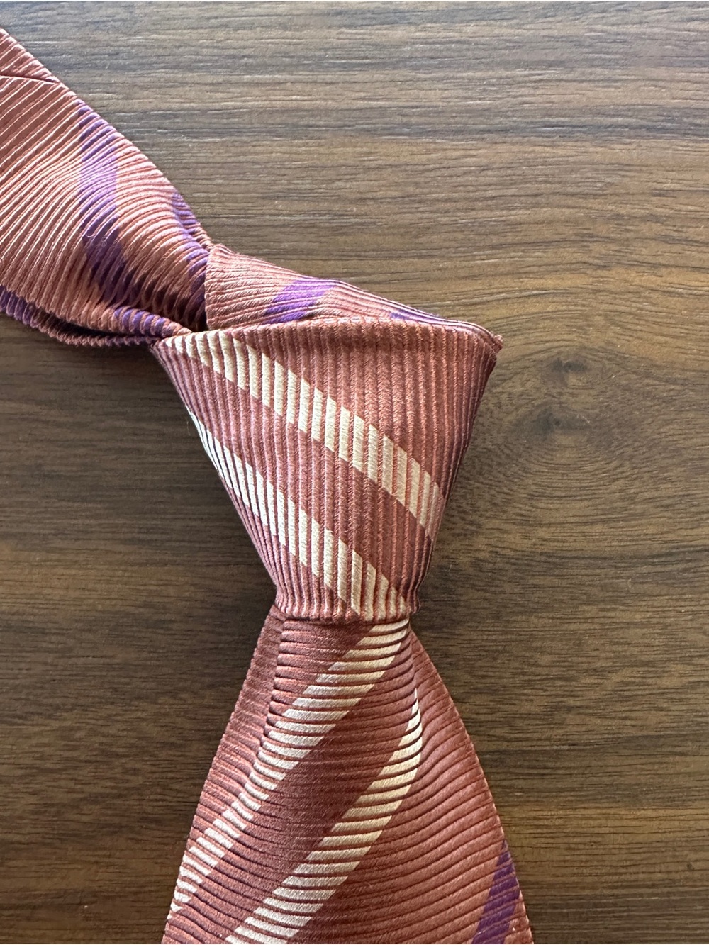 Paul Stuart Rust & Cream Striped Neck Tie